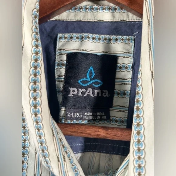 Prana Button Down Organic Cotton Mens Short Sleeve Relaxed Fit Shirt Sz XL - Picture 3 of 13